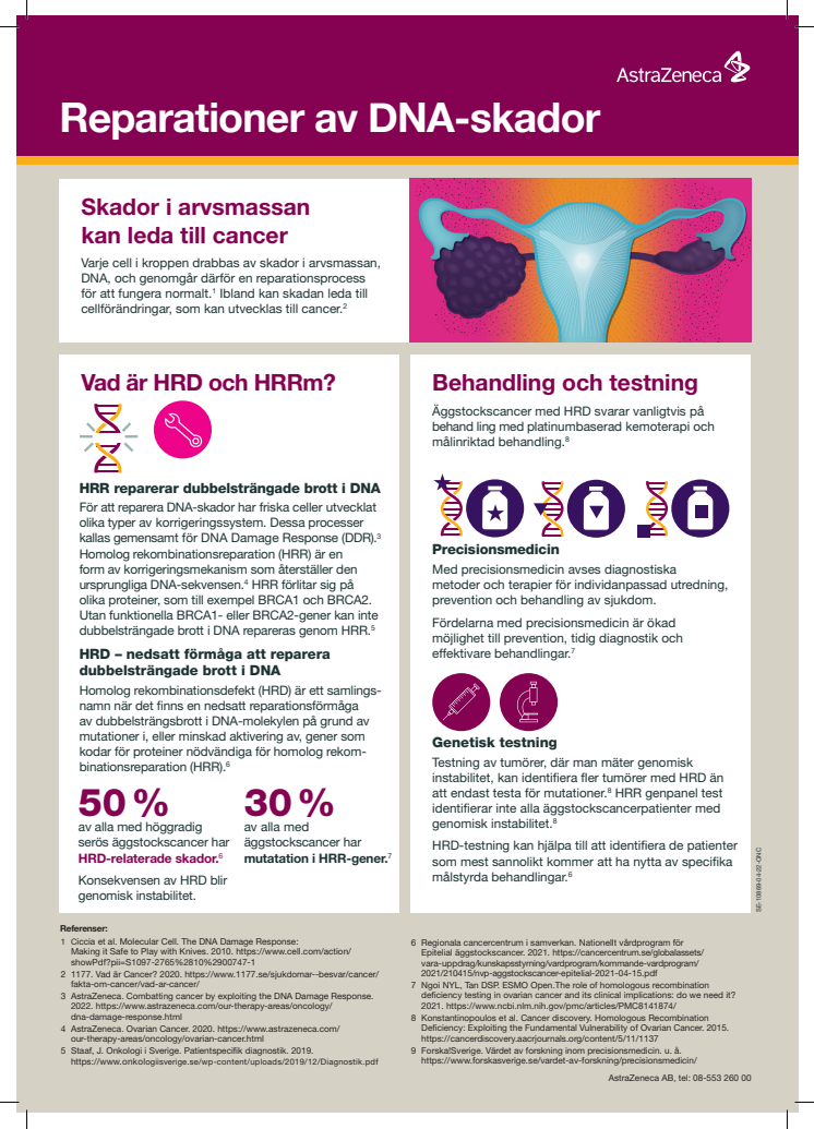 Äggstockscancer infografik: Reparationer av DNA-skador (Print)