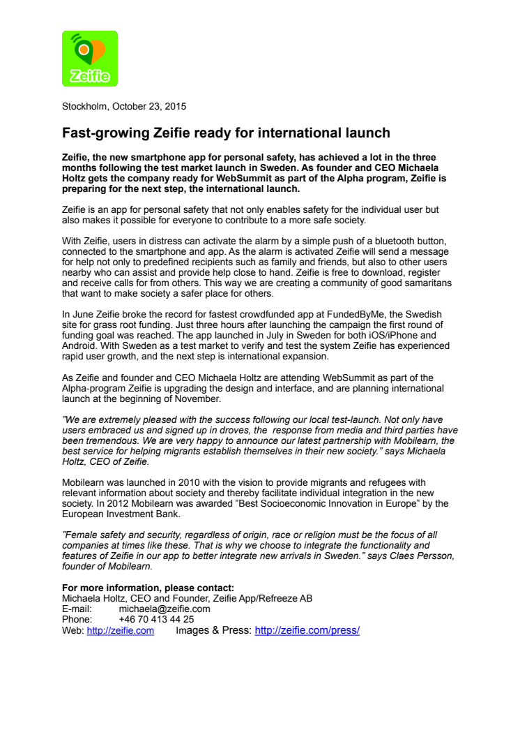 Fast-growing Zeifie ready for international launch