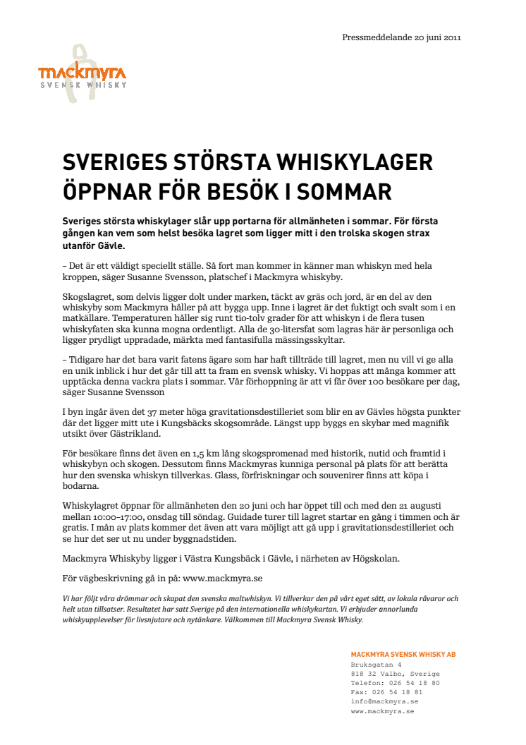 Sveriges största whiskylager öppnar för besök i sommar