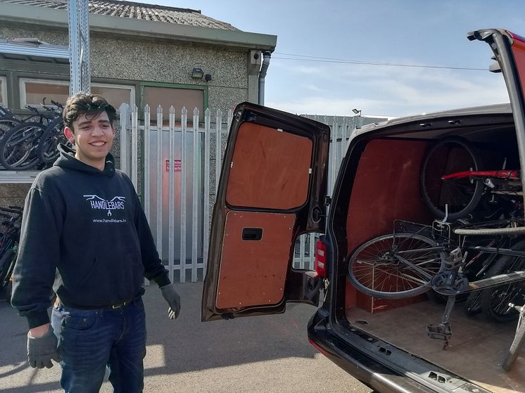 Handlebars' Andre Noble loading van at Horsham depot