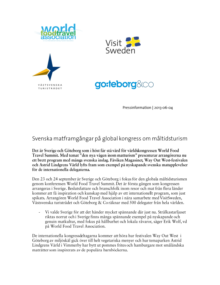 Svenska matframgångar på global kongress om måltidsturism 