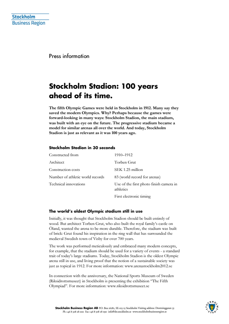 Olympic anniversary: Stockholm Stadion, 100 years ahead of its time