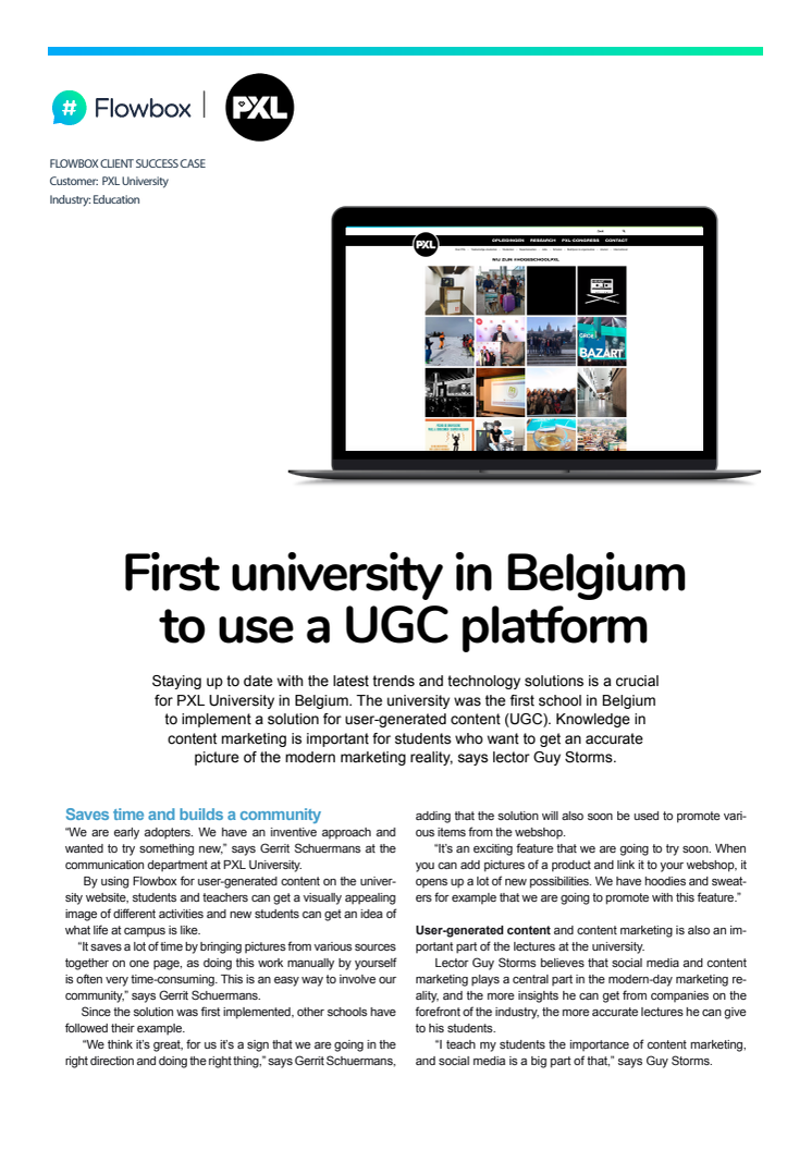First university in Belgium to use a UGC platform