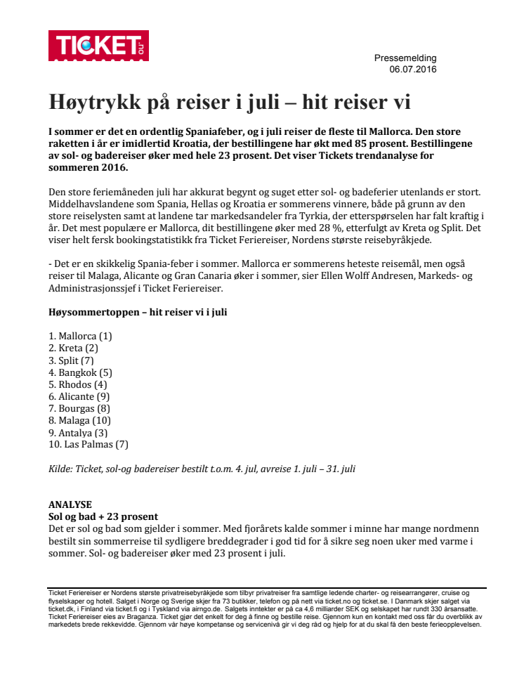 Høytrykk på reiser i juli – hit reiser vi