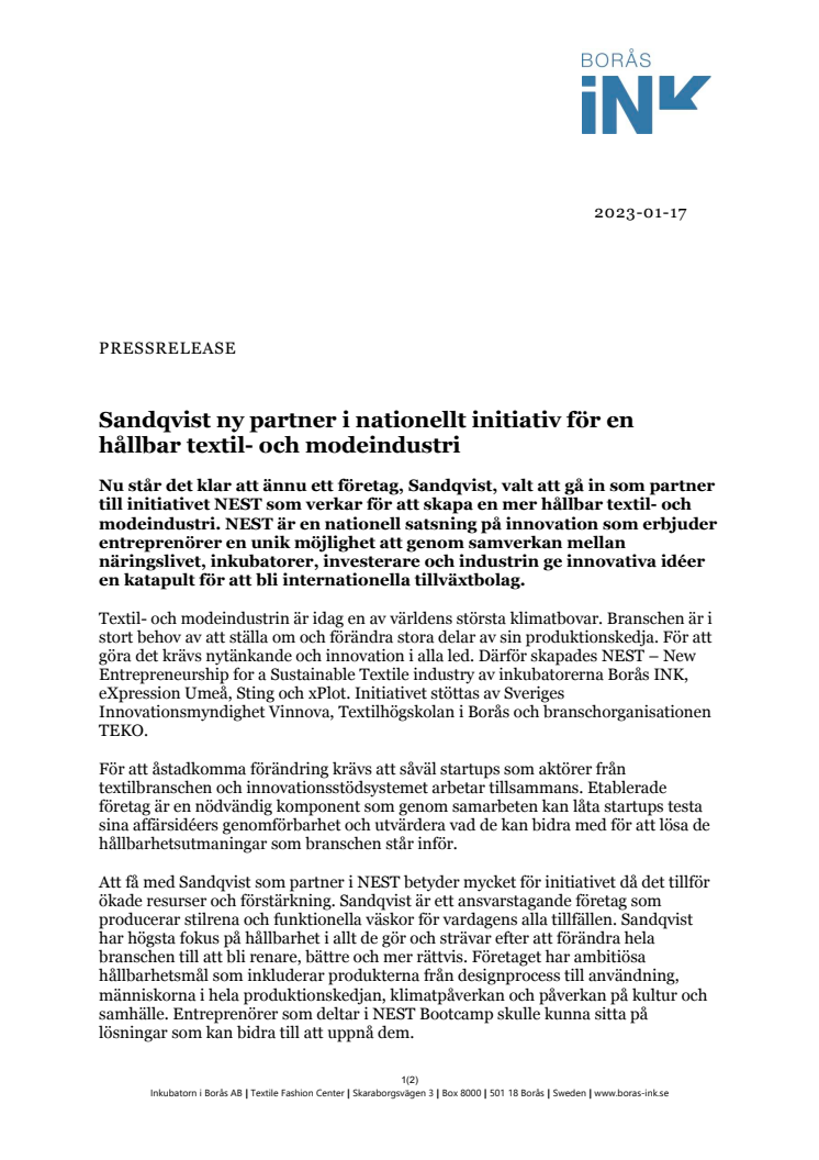 PM - Sandqvist ny partner i nationellt initiativ för en hållbar textil- och modeindustri.pdf