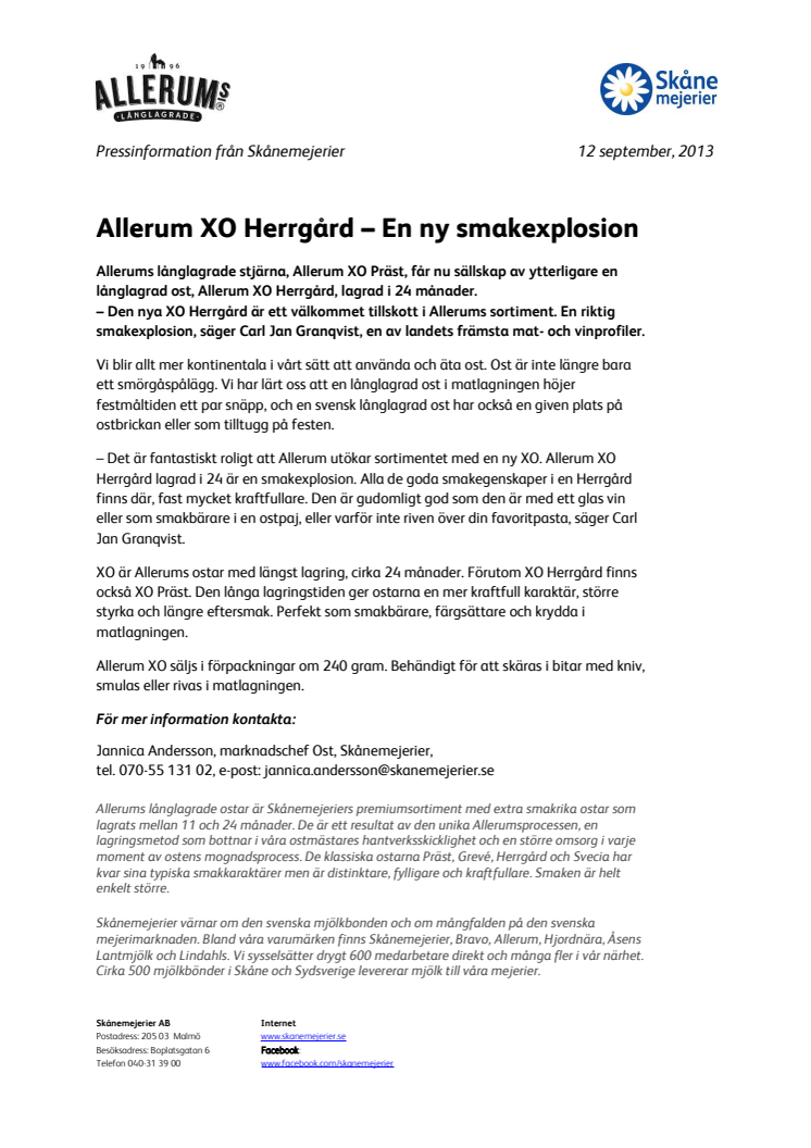 Allerum XO Herrgård – En ny smakexplosion