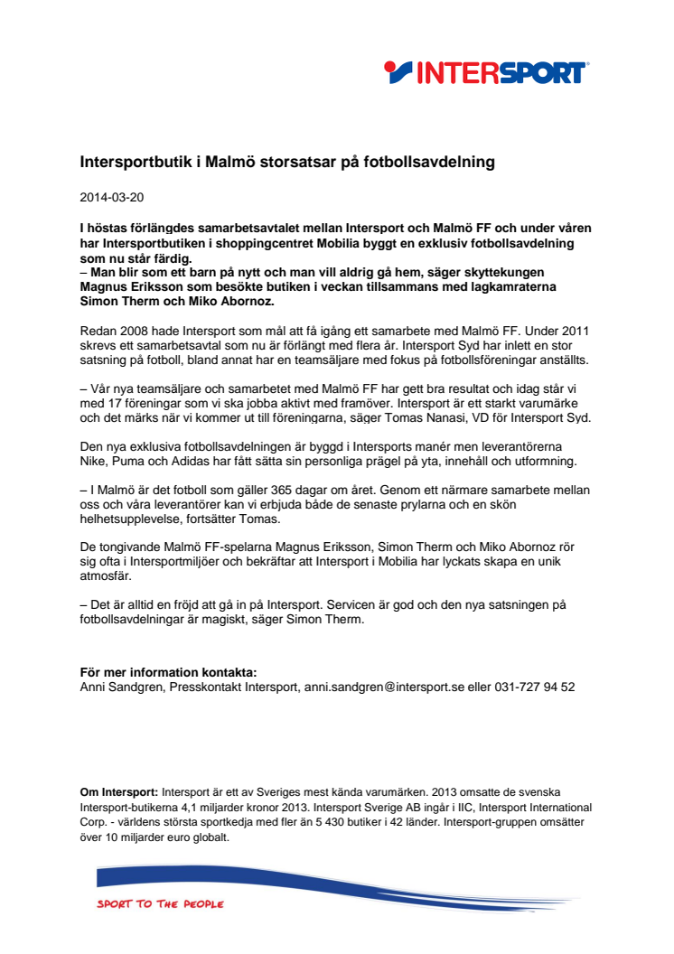 Intersportbutik i Malmö storsatsar på fotbollsavdelning
