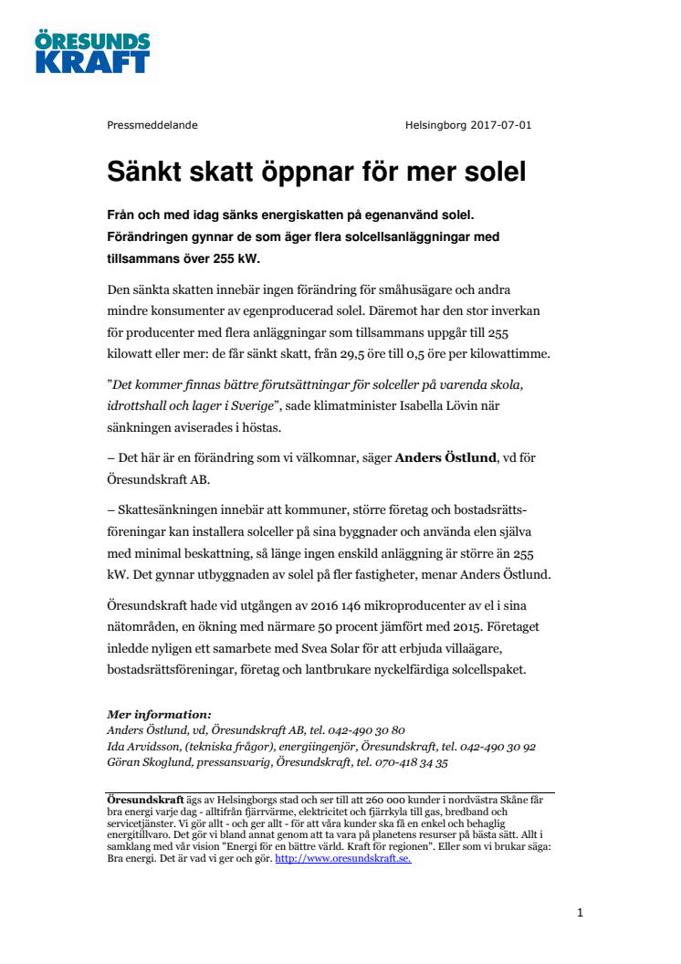 Sänkt skatt öppnar för mer solel