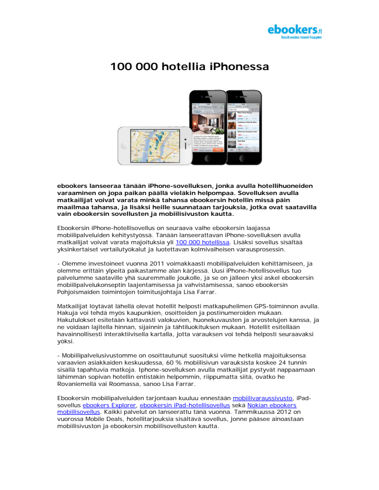 100 000 hotellia iPhonessa