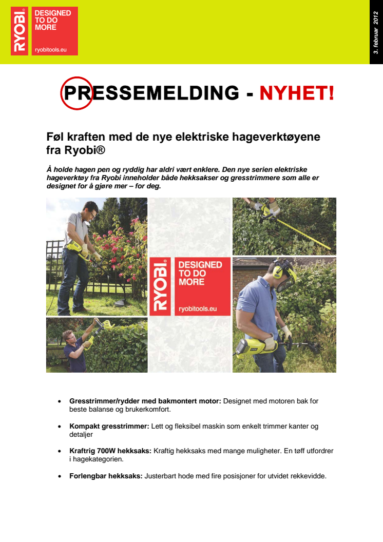 Føl kraften med de nye elektriske hageverktøyene fra Ryobi®