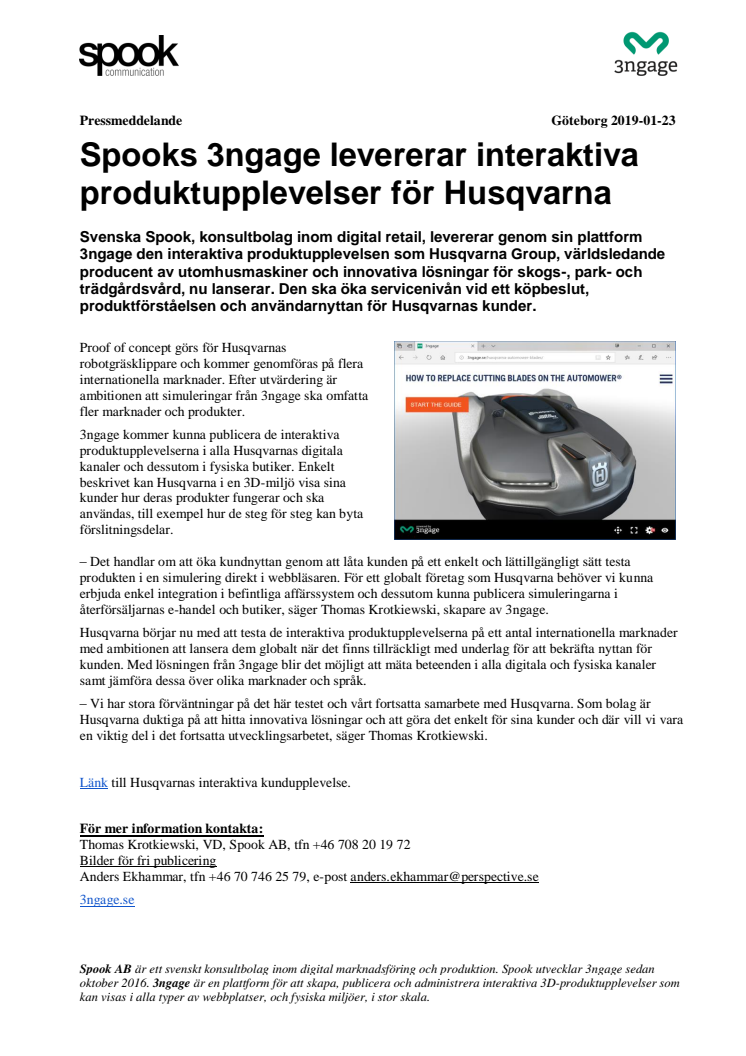 Spooks 3ngage levererar interaktiva produktupplevelser för Husqvarna