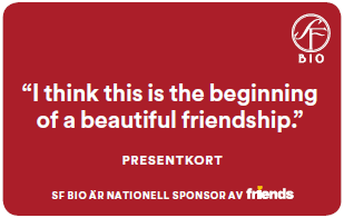 Presentkort där 5 kr går till Friends