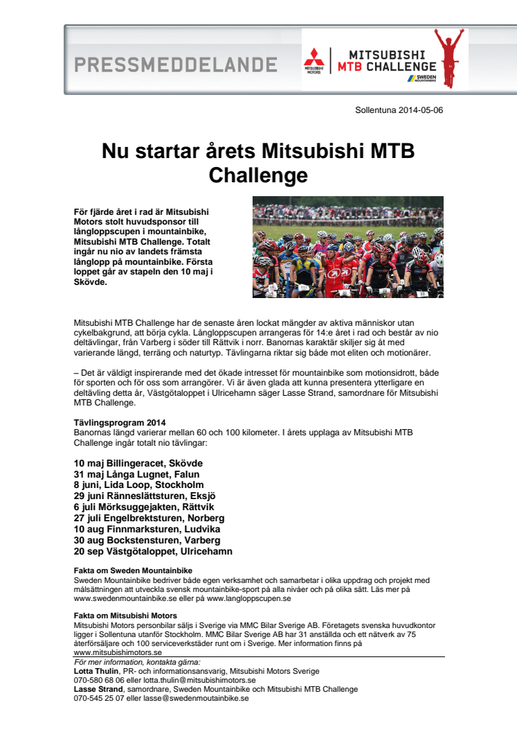 Nu startar årets Mitsubishi MTB Challenge