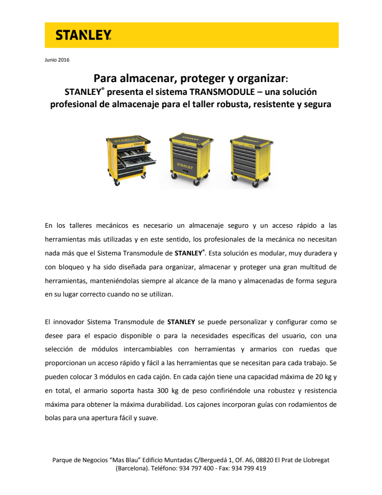 Para almacenar, proteger y organizar: STANLEY® presenta el sistema TRANSMODULE – una solución profesional de almacenaje para el taller robusta, resistente y segura