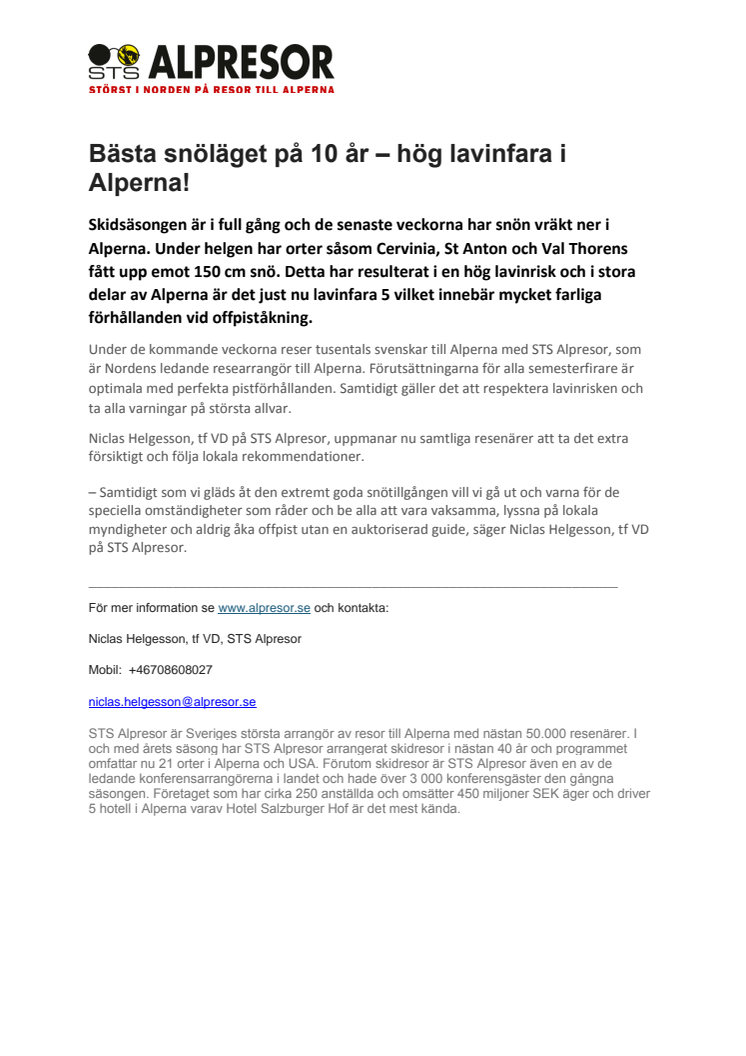 Bästa snöläget på 10 år – hög lavinfara i Alperna!