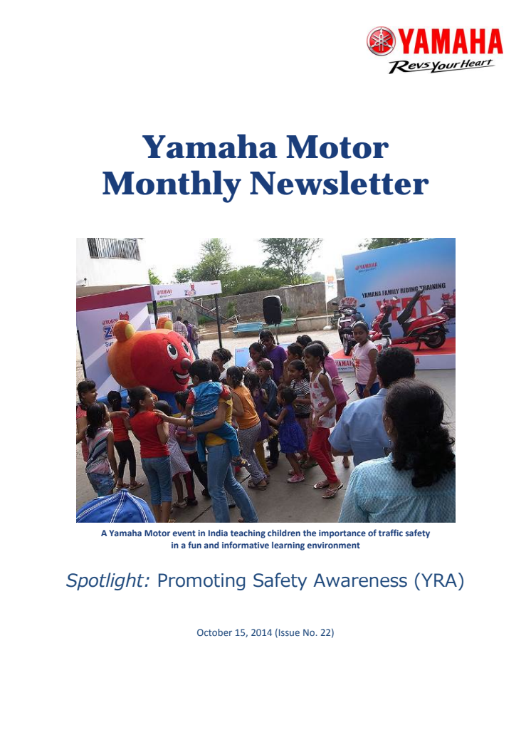 Yamaha Motor Monthly Newsletter  No.22(Oct.2014) Promoting Safety Awareness