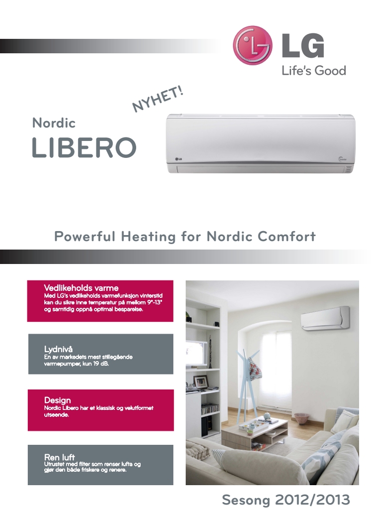 Produktark LG Nordic Libero varmepumpe
