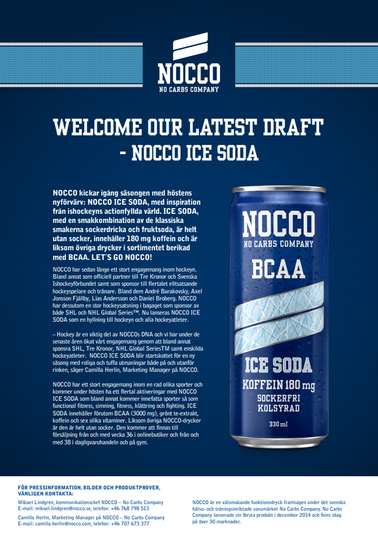 Pressmeddelande NOCCO ICE SODA