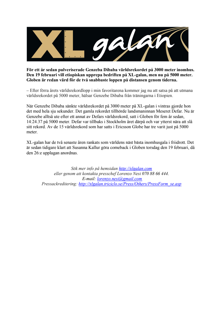 Dibaba jagar världsrekord på XL-galan