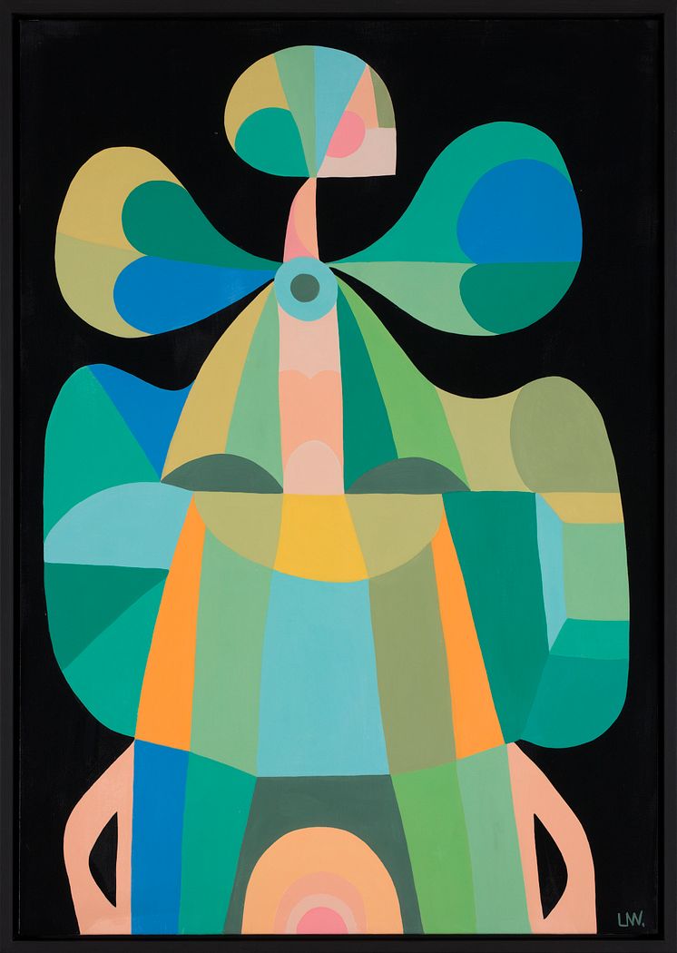 Liselotte Watkins, Fluo, 2018, akryl och lack på duk, 70 x 100 cm