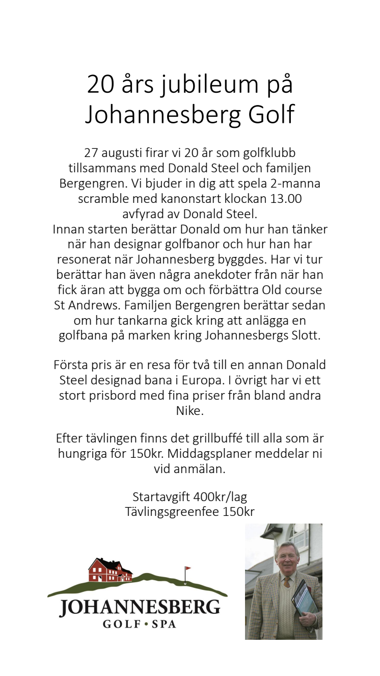 Donald Steel besöker Johannesbergs Golf