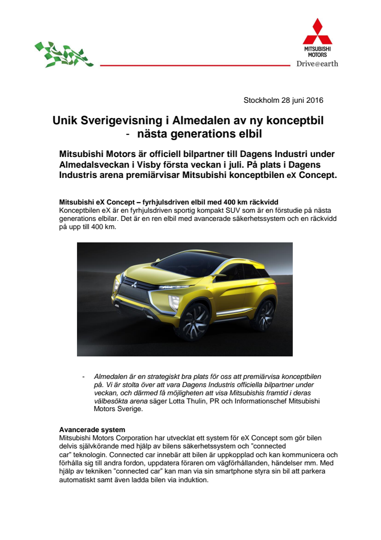 Unik Sverigevisning i Almedalen av ny konceptbil - nästa generations elbil
