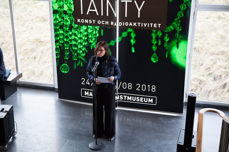 Isabella Lövin, minister för internationellt utvecklingssamarbete och klimat samt vice statsminister invigde utställningen