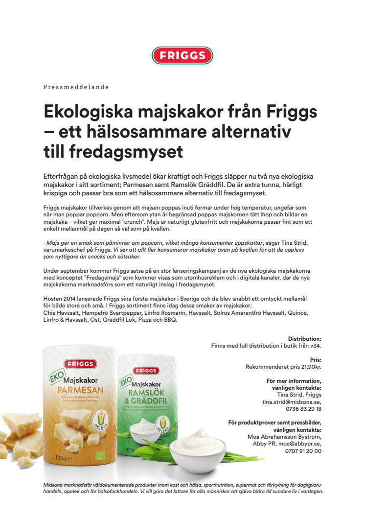 Ekologiska majskakor från Friggs - ett hälsosammare alternativ till fredagsmyset