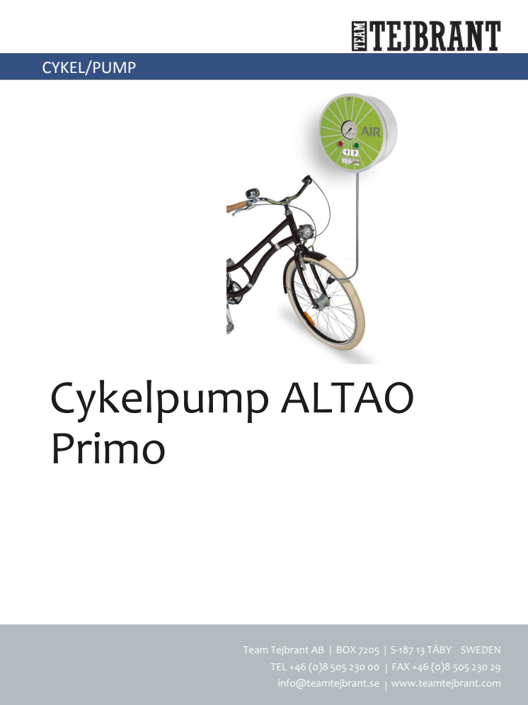Produktblad Cykelpump ALTAO Primo