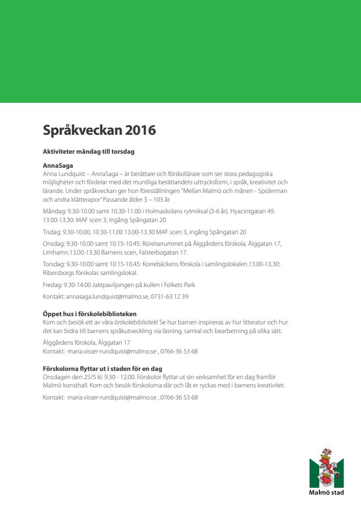 Program Språkveckan 2016