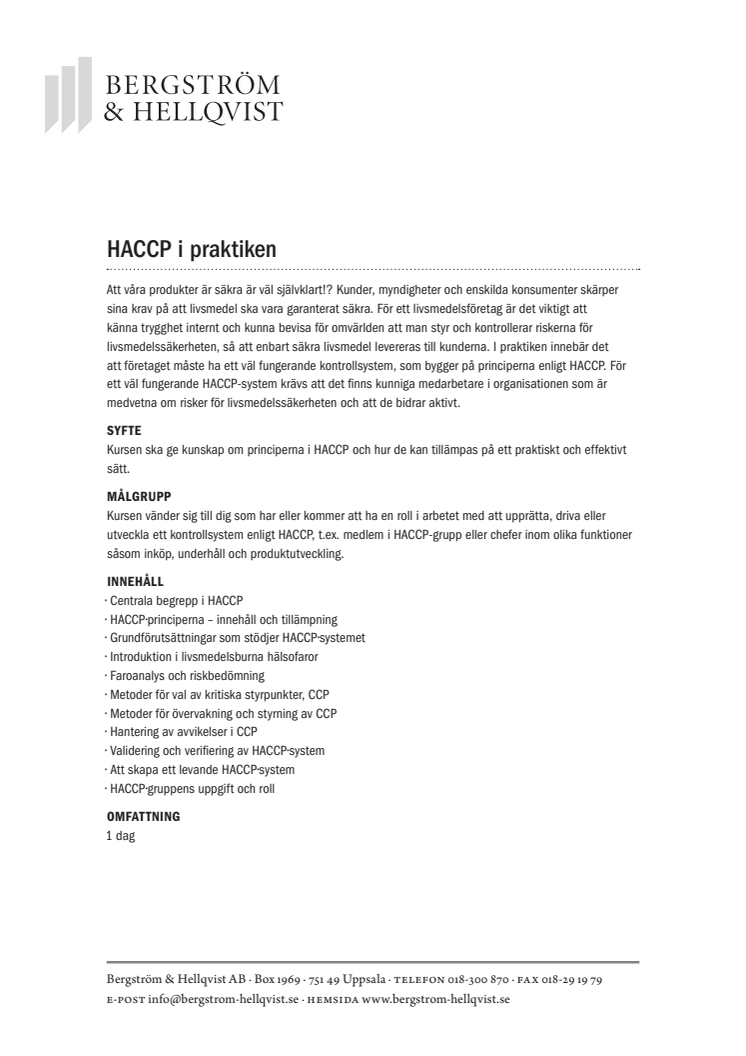HACCP i praktiken