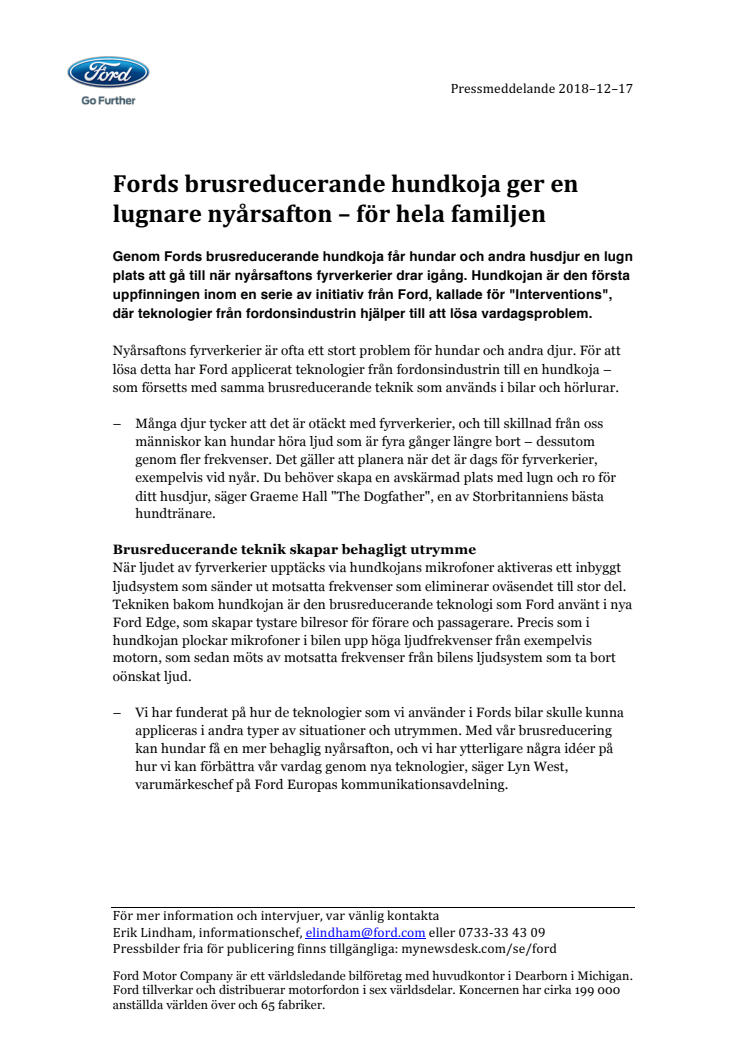 Fords brusreducerande hundkoja ger en lugnare nyårsafton – för hela familjen