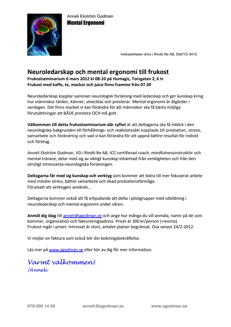 Neuroledarskap och Mental Ergonomi till frukost
