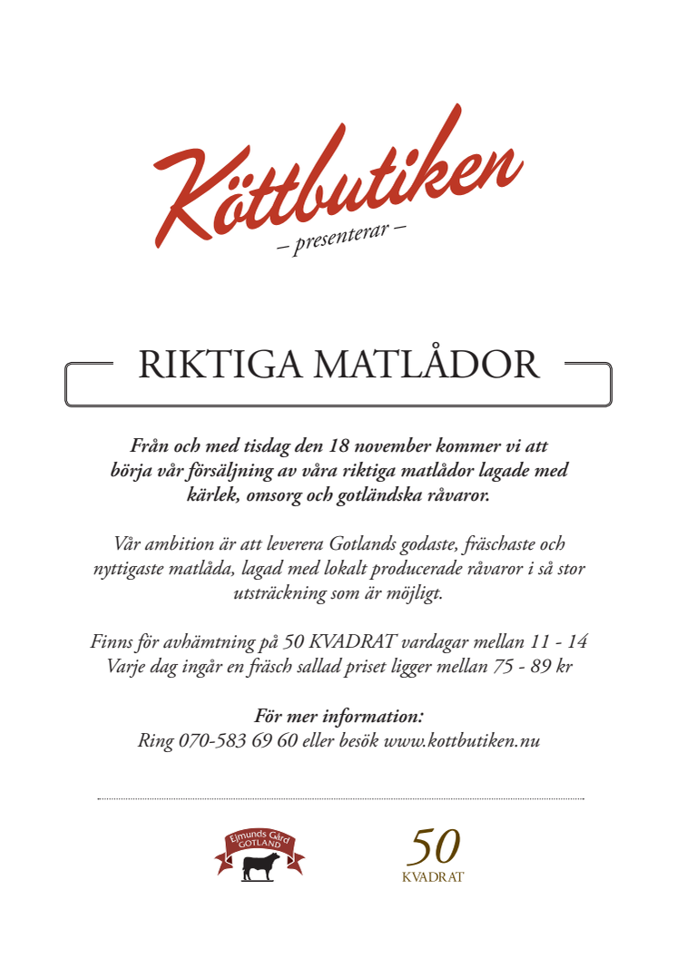 Premiär för Riktiga matlådor: ett samarbete med 50 Kvadrat