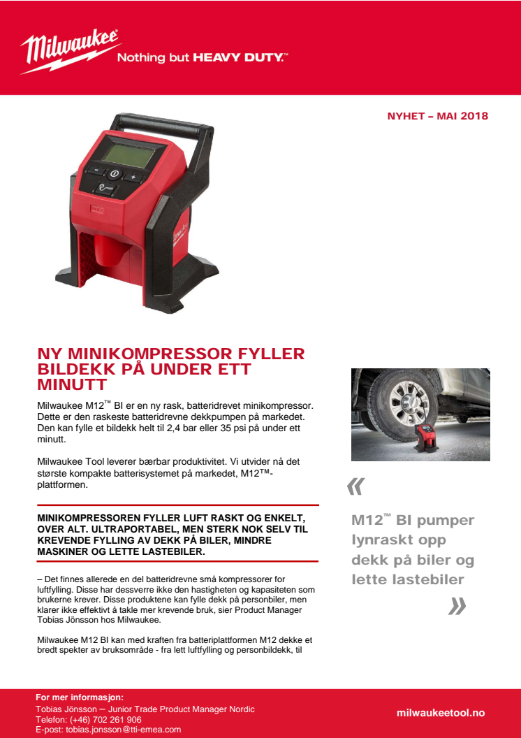 NY MINIKOMPRESSOR FYLLER BILDEKK PÅ UNDER ETT MINUTT