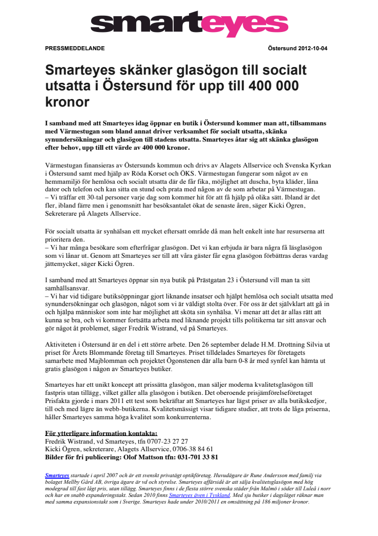 Ny butik: Smarteyes skänker glasögon till socialt utsatta i Östersund för upp till 400 000 kronor