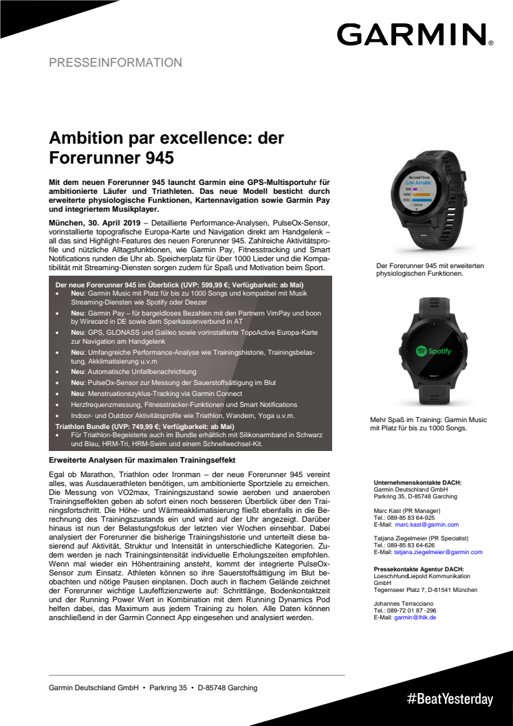 Ambition par excellence: der Forerunner 945