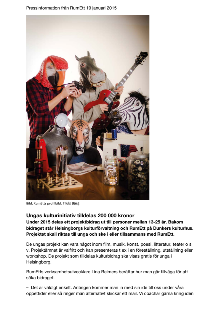 Ungas kulturinitiativ i Helsingborg tilldelas 200 000 kronor
