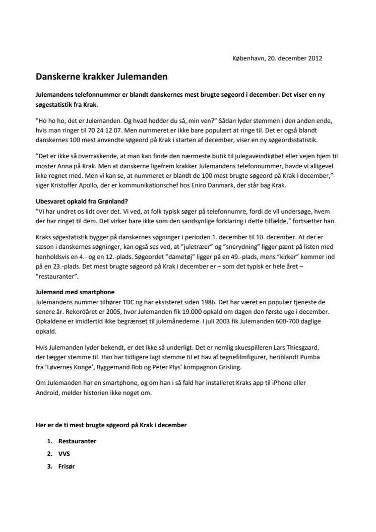 Danskerne krakker Julemanden 