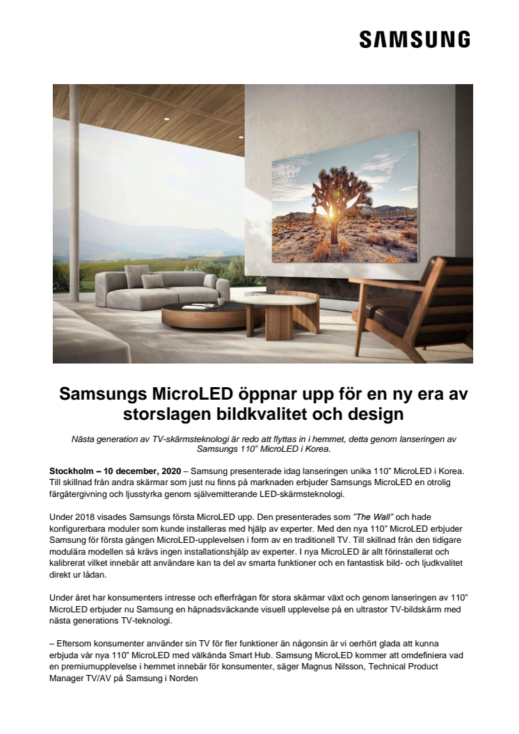 Samsungs MicroLED öppnar upp för en ny era av storslagen bildkvalitet och design