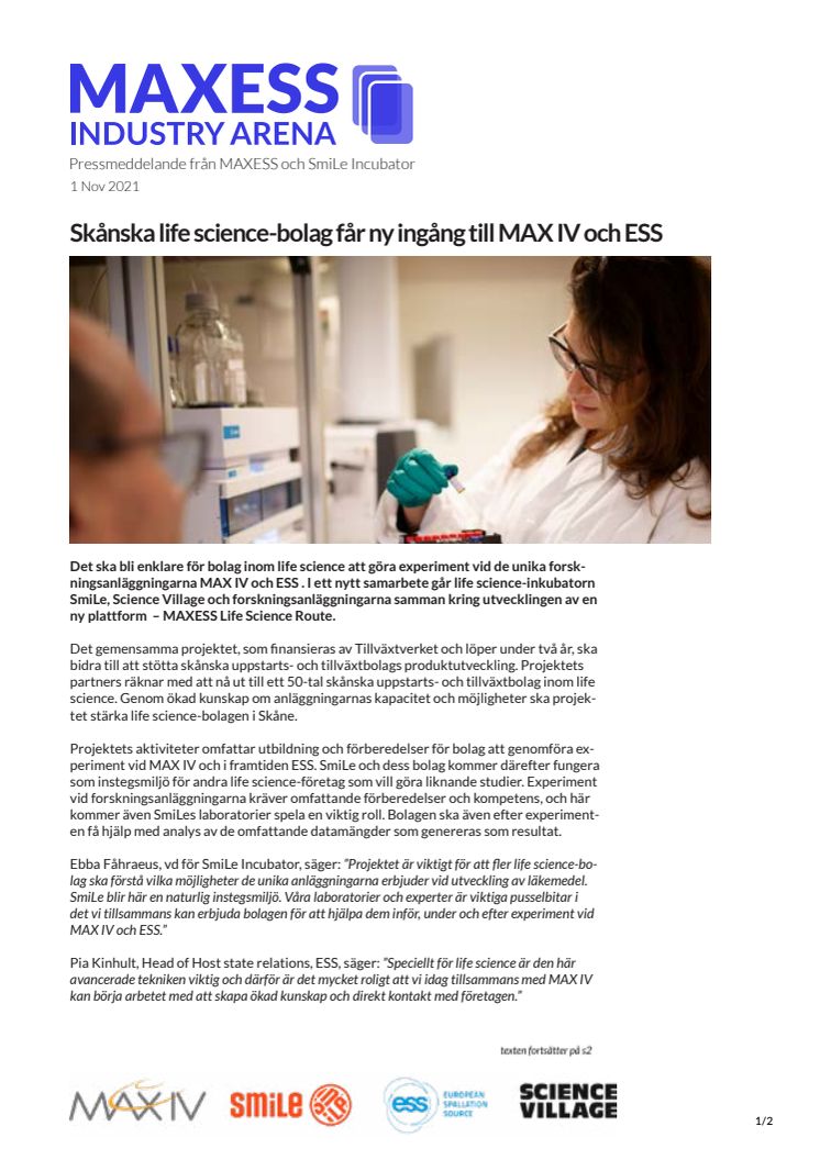 20211102 Skånska life science-bolag får ny ingång till MAX IV och ESS.pdf
