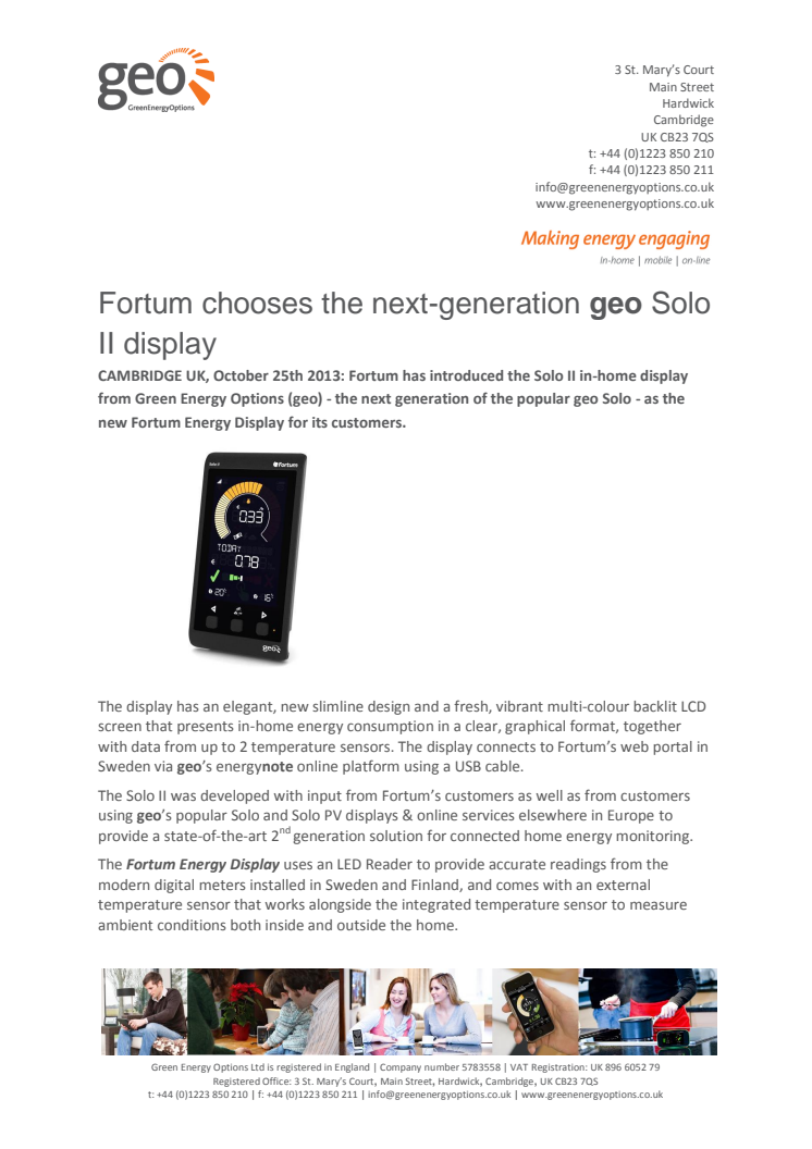 Fortum chooses the next-generation GEO Solo II display