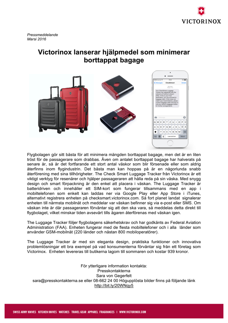 Victorinox lanserar hjälpmedel som minimerar borttappat bagage