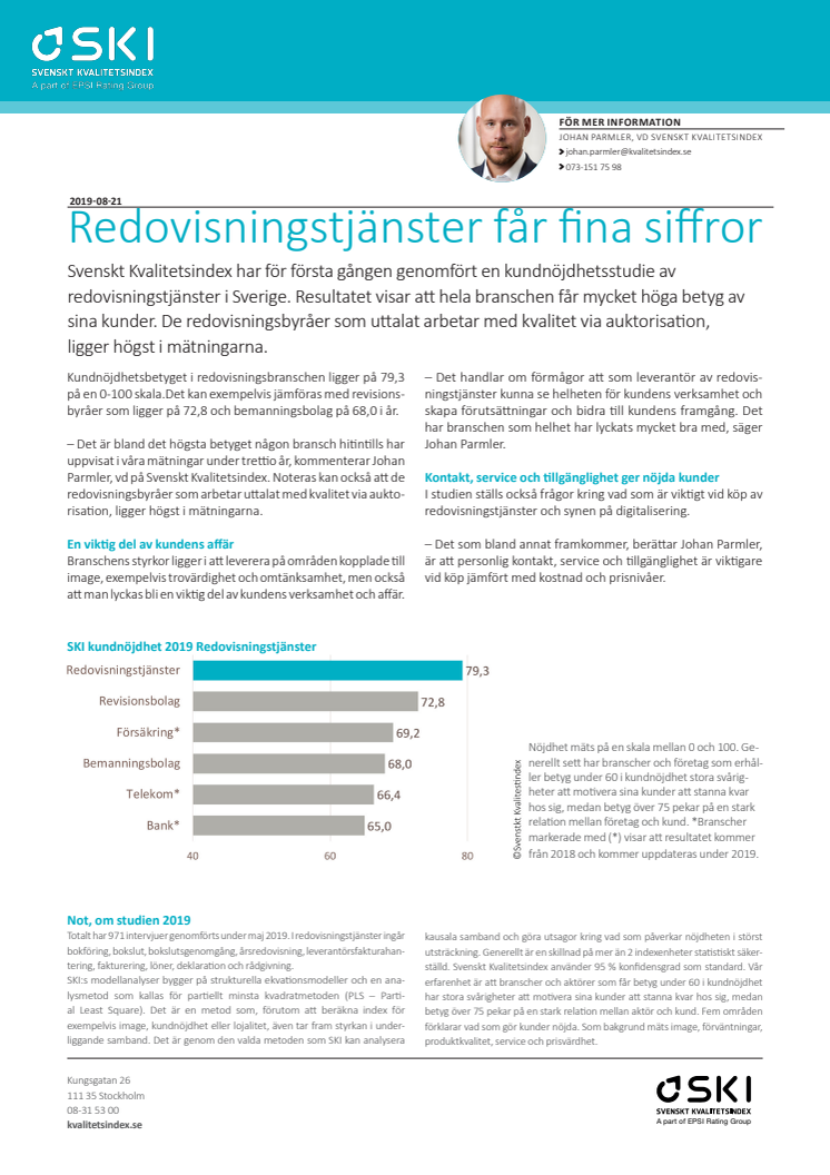 Svenskt Kvalitetsindex om redovisningstjänster 2019