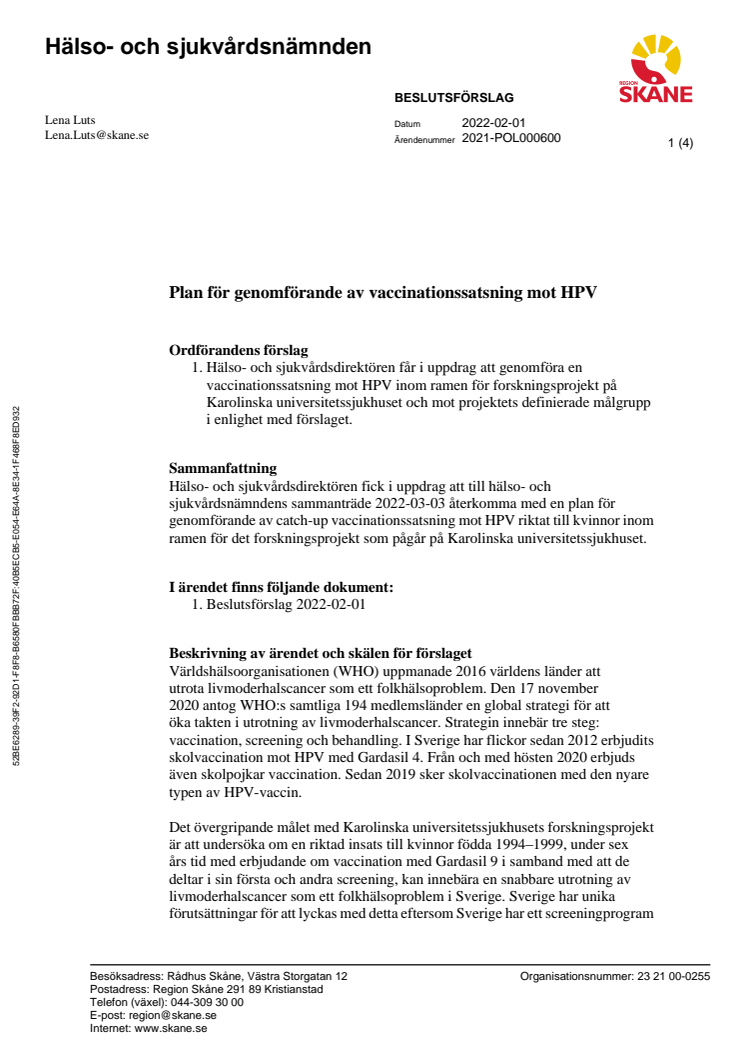 Beslutsförslag HSN ärende 7 Plan för genomförande av vaccinationssatsning mot HPV.pdf