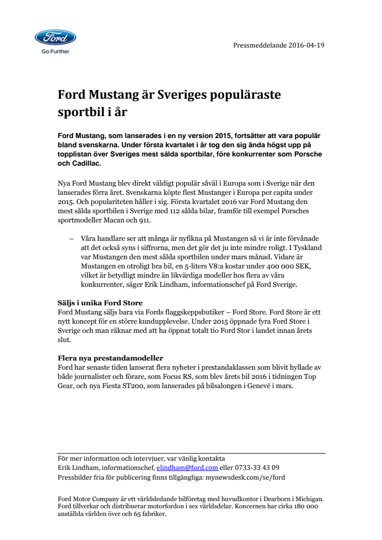 Ford Mustang är Sveriges populäraste sportbil i år