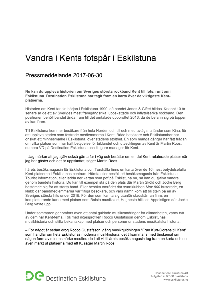 ​Vandra i Kents fotspår i Eskilstuna