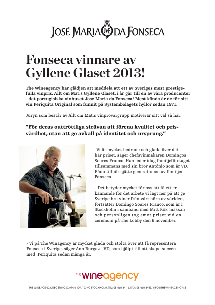 Fonseca vinnare av Gyllene Glaset 2013!