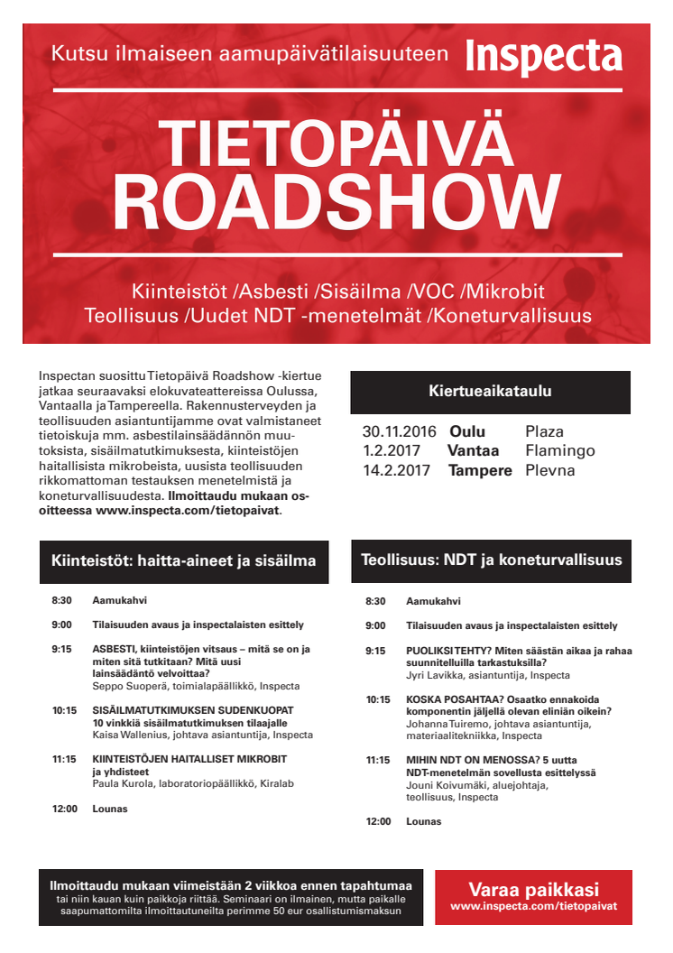 Tietopäivä Roadshow Oulu kutsu