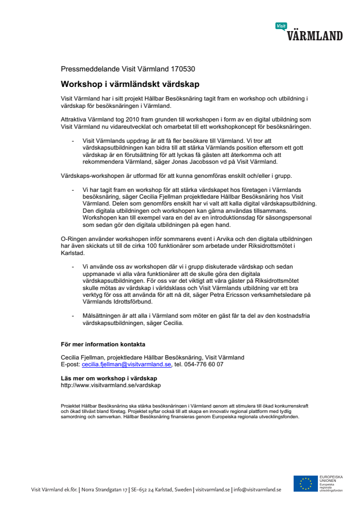 Workshop i värmländskt värdskap